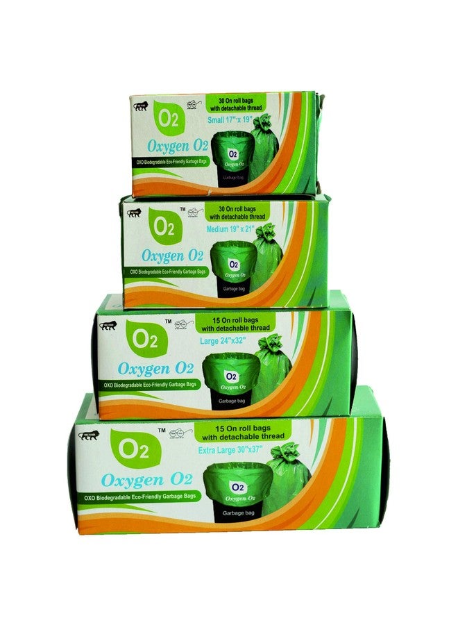 O2 Dustbin Bags Biodegradable For Kitchen, Office, Large Size (Green, 24" X 32", 06 Roll = 90 Bag)(Garbage Bags/Trash bags) - Image 4